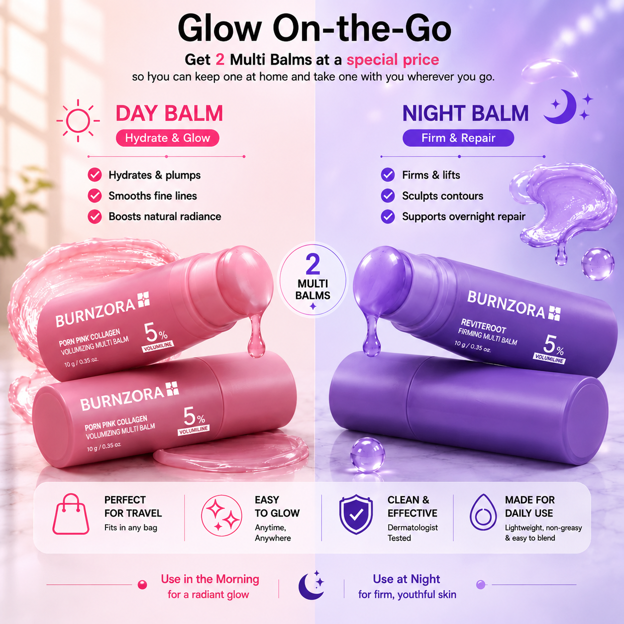 ✨Newly Launched: Optimized Formula for Day and Night Application ✨Korean BURNZORA™ Day & Night Multi Balm Duo