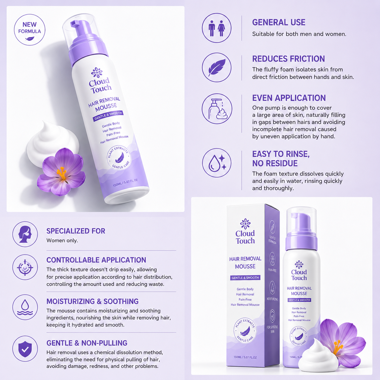 Gentle Hair Removal Solution – Painless Hair Dissolving for All Skin Types