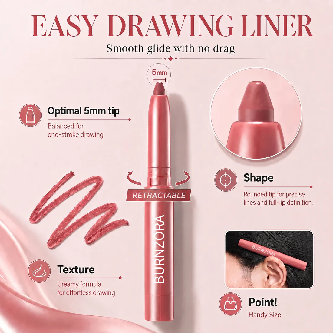 Last Day Buy 1 Get 1 Free Easy Glide Lip Liner — Creamy, Blendable Color with Smooth Application, Summervibes
