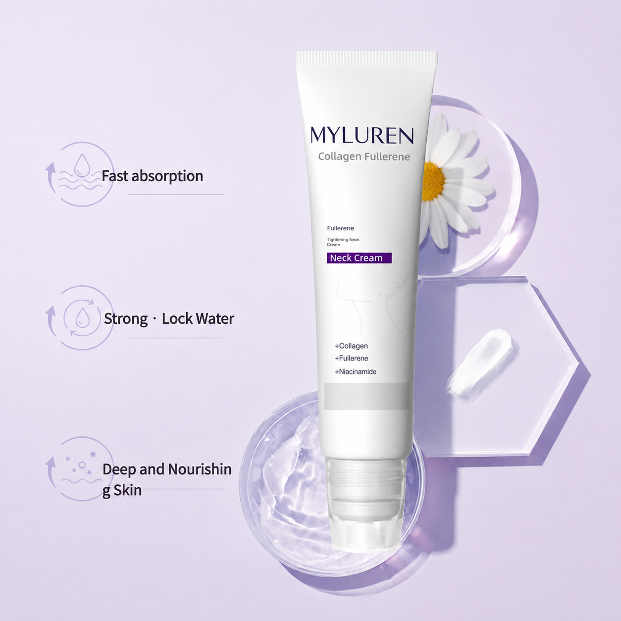Roller Massage Neck Cream 🧴 Collagen & Hyaluronic Acid | Firms Neck, Reduces Wrinkles & Double Chin